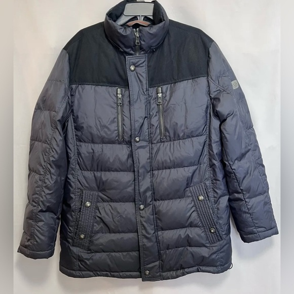 Bugatti Mens Coat Navy Blue 42 R‎ Water Repellent Long Jacket - Picture 1 of 16